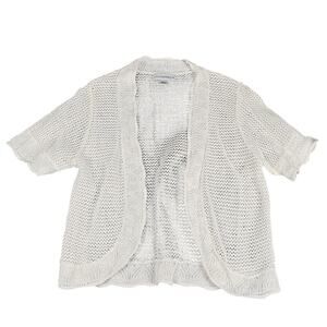 Sagharbor crochet cardigan womens szM white 1 hook front small flaw on back